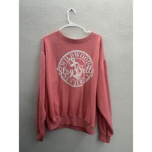 ESY Surf Co Womens Sweatshirt Size XL Pink Terry Cloth Wildwood New Jersey